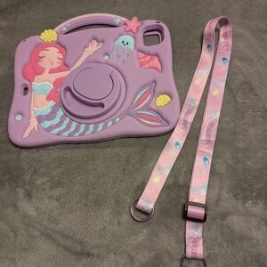 Kids Mermaid iPad Case 10–10.5 Inch with Shoulder Strap & Kickstand – Purple